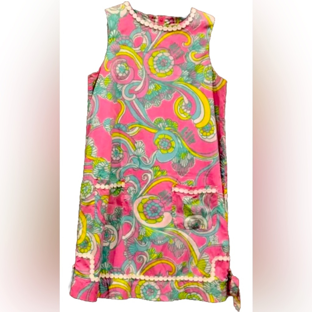 Lilly Pulitzer Girls Turquoise & Pink Paisley Shift